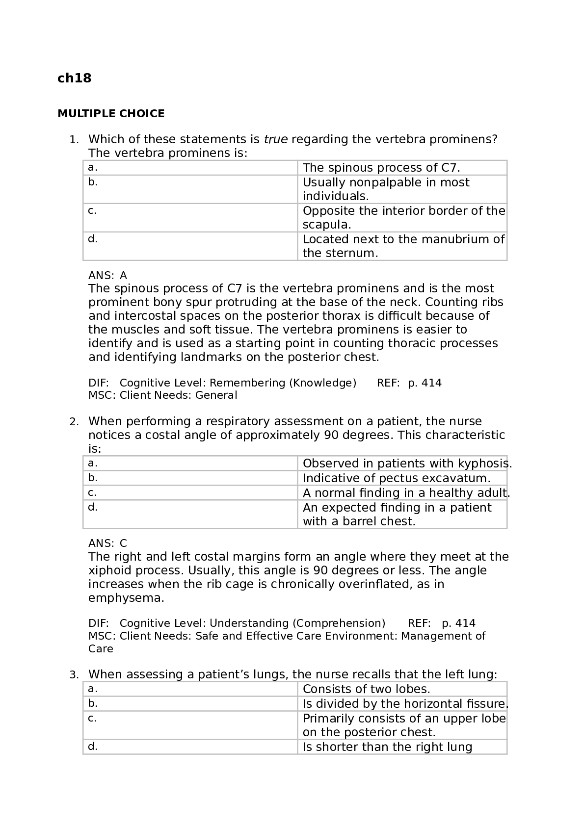 Preview image for TEST BANK Chapter 19 Thorax and Lungs: PHYSICAL EXAMINATION AND HEALTH ASSESSMENT 8TH EDITION JARVIS ,100% CORRECT